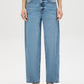 Medium Stone Wash Curved Wide-Leg Denim Pant - Front View - Suzy Shier