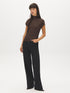 Coffee Bean Mock Neck Ribbed Top with Dolman Sleeves - Front View - Suzy Shier