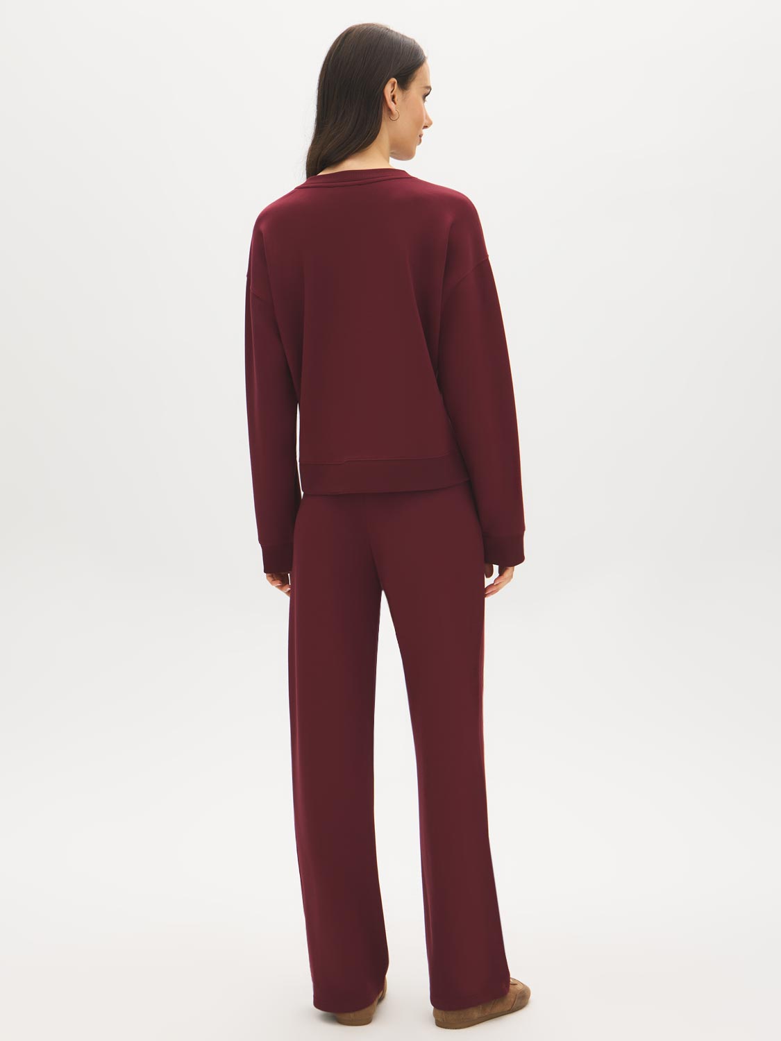 Wine Cloud Fleece Top with Drop Shoulder Sleeves - Suzy Shier