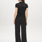 Black Mesh Yoke Johnny Collar Top - Back View - Suzy Shier