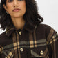 Khaki Plaid Shacket with Front Pockets - Close-up Fabric Detail - Suzy Shier