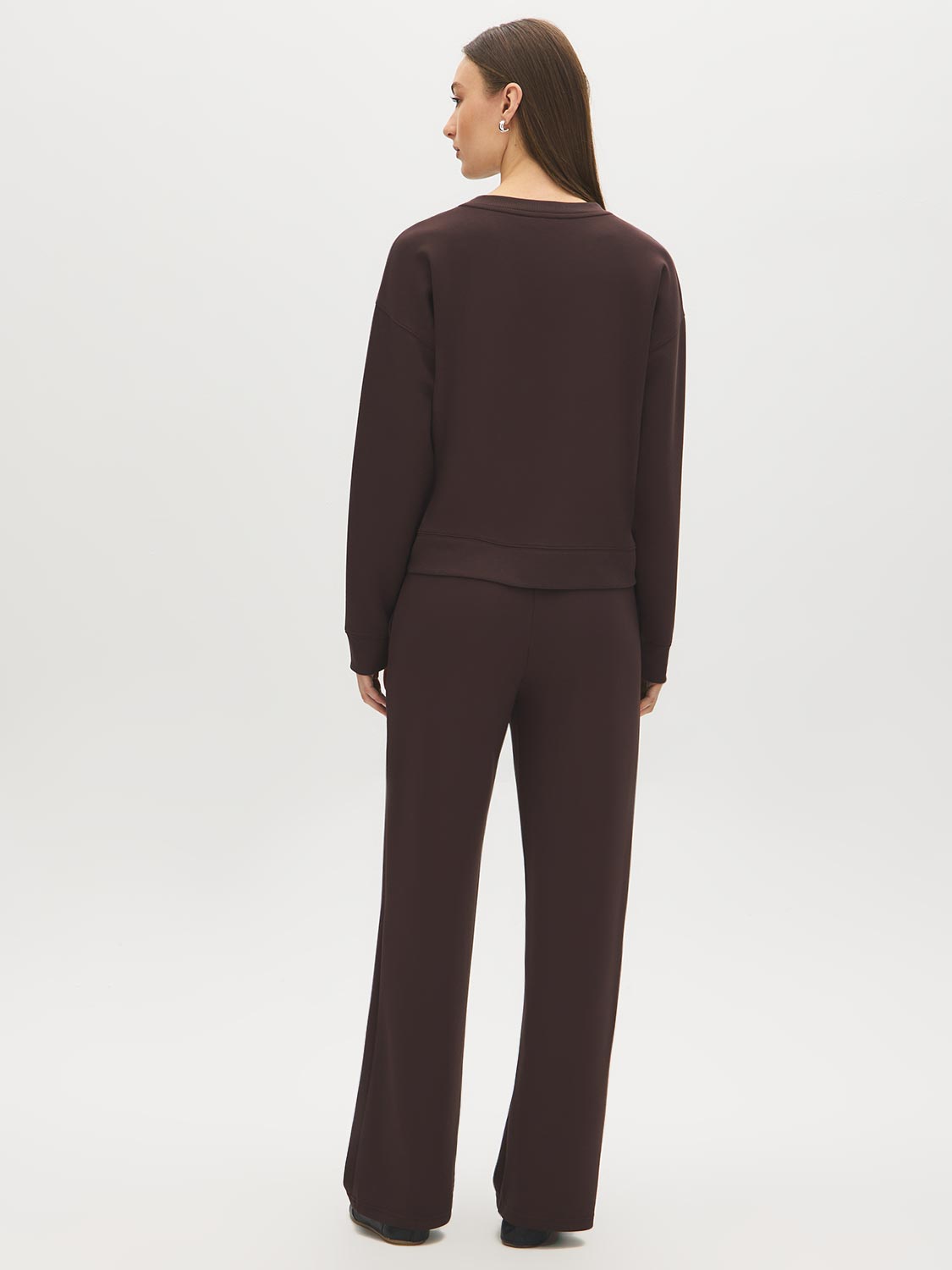 Coffee Bean Cloud Fleece Top with Drop Shoulder Sleeves - Suzy Shier
