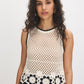 Natural Crochet Flower Border Tank - Close-up of Crochet Detailing - Suzy Shier