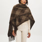 Brown Plaid Fringe Cape - Front View - Suzy Shier