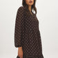 Java Dots Print Mini Dress with Ruffled Hem - Side Profile View - Suzy Shier