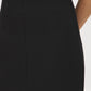 Black Corset-Waist Pencil Skirt with Back Slit - Close-up Fabric Detail - Suzy Shier
