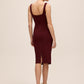 Bordeaux Knit Crepe Scoop Neck Midi Dress - Back View - Le Chateau