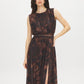 Floral Print Mesh Dress with Cummerbund Waist - Front View - Suzy Shier