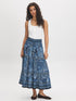 Paisley Placement Print Smocked Waist Maxi Skirt - Woman Wearing Tiered Maxi Skirt - Suzy Shier
