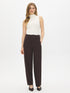 Coffee Bean High-Rise Barrel Leg Knit Pants - Full Front View - Suzy Shier
