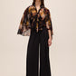 Dijon Print Floral Tie Neck Cape Top - Full Body View - Le Chateau