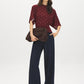 Zinfandel Polka Dot Funnel Neck Top with Kimono Sleeves - Front View - Suzy Shier