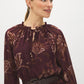 Winetasting Paisley Print Maxi Dress - Close-up Neckline Detail - Suzy Shier