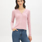 Zephyr Ribbed V-Neck Cardigan - Woman Wearing Long Sleeve Knit Sweater - Suzy Shier