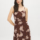 Milk Chocolate Floral Chiffon Midi Dress with Cummerbund Waist - Front View - Suzy Shier