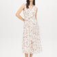 Snow White Floral Print Crinkle Chiffon Dress - Woman Wearing Sleeveless V-Neck Dress - Suzy Shier