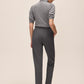 Grey Mix Self-Belt Pleated Slim Pants - Back View - Le Chateau