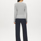 Lunar Melange V-Neck Knit Sweater with Ribbed Cuffs - Back View - Suzy Shier