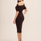 Coco Powder Asymmetrical Neckline Sheath Dress - Woman Wearing Elegant Fitted Dress - Le Chateau