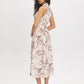 Pink Tint Dot Print Satin Halter Dress - Back View - Suzy Shier
