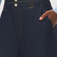 Indigo Wash High-Rise Wide Leg Trousers - Close-up Pocket Detail - Suzy Shier