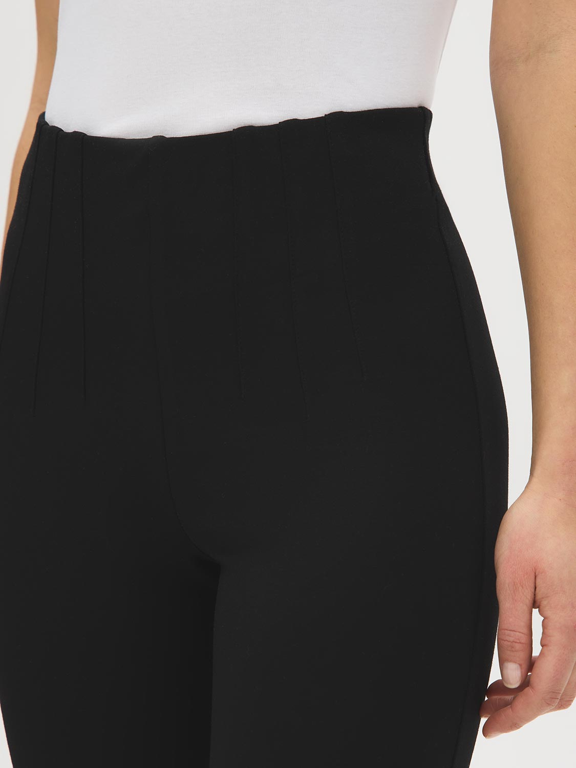 Black Corset Waist Skinny Pants - Waist Detail - Suzy Shier