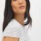 Snow White Striped Ruffle Sleeve Knit Top - Sleeve Detail - Suzy Shier