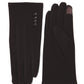 Brown iTouch Knit Gloves with Button Detail - Front and Back View - Suzy Shier