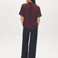 Winetasting Matte Satin Blouse with Bubble Sleeves - Back View - Suzy Shier