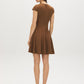 Bison Cap Sleeve Mini Dress with Panel Detail - Back View - Suzy Shier