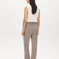 Lt Grey Pull-On Straight Leg Pant with Waist Tabs - Woman Wearing Clean Front Trousers - Suzy Shier