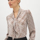 Ashes of Roses Printed Blouse with Neck Tie - Side Profile View - Suzy Shier