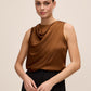 Bronze Draped Cowl Shell Top - Front View - Le Chateau