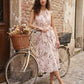 Pink Tint Dot Print Satin Halter Dress - Back View - Suzy Shier