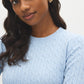 Ice Melange Cable Knit Crew Neck Sweater - Close-up Fabric Detail - Suzy Shier