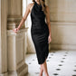 Draped Halter Neck Midi Dress