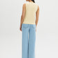 White Picot-Trimmed Square Neck Tank Top - Woman Wearing Jersey Tank - Suzy Shier