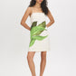 Cream Placement Print Midi Dress - Woman Wearing Adjustable Strap Dress - Suzy Shier