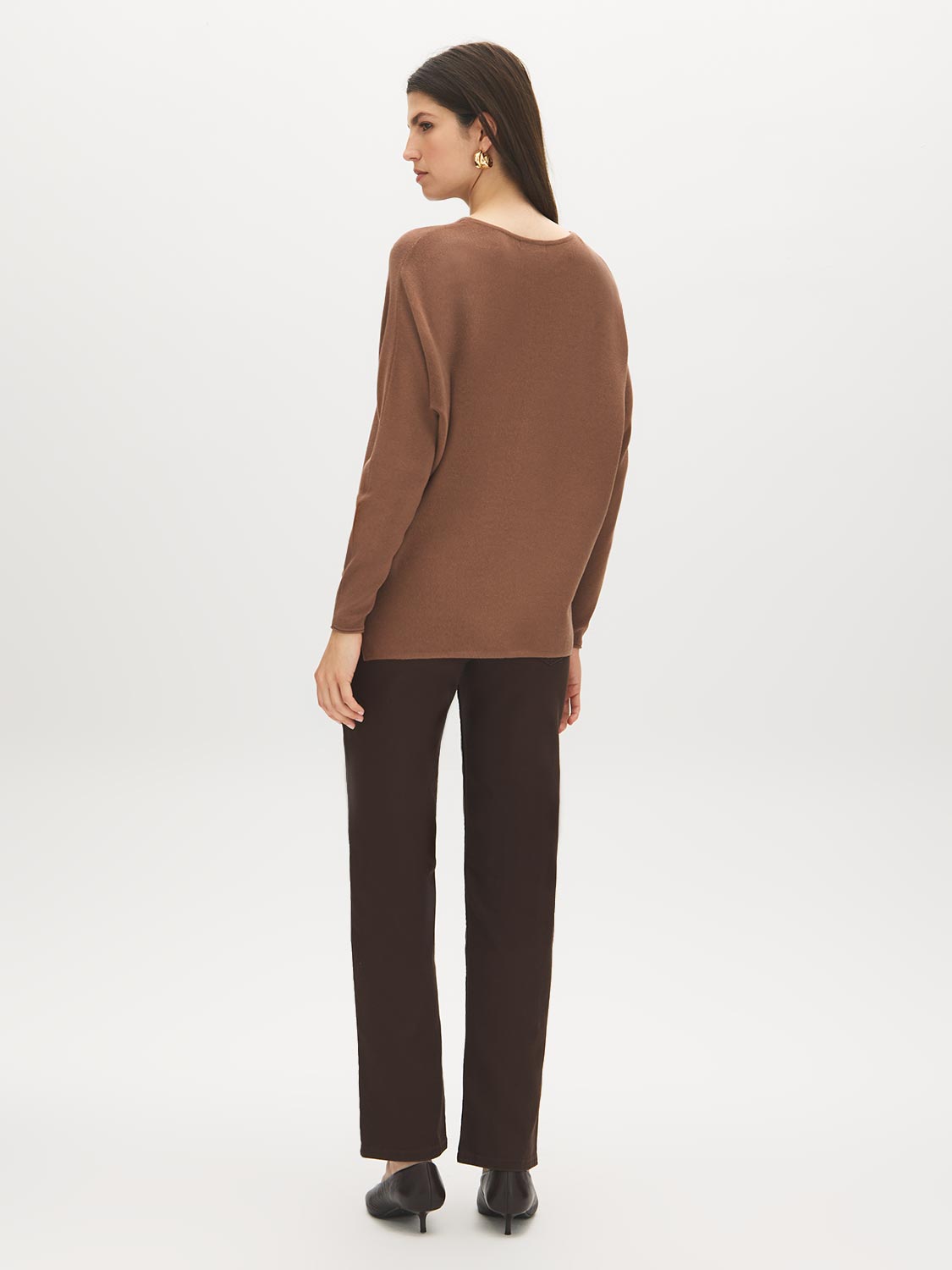 Bison Dolman Sleeve Knit Sweater - Back View - Suzy Shier