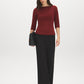 Syrah 3/4 Sleeve Boat Neck Fitted Top - Side Profile View - Suzy Shier