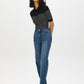 Black/Pearl Striped Ribbed Polo Sweater - Front View - Suzy Shier