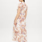 Sand Floral Print Textured Chiffon Midi Dress - Back View - Suzy Shier