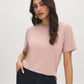 Jet Black Relaxed Fit Jersey T-Shirt with Side Slits - Front View - Suzy Shier