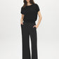 Black Dolman Sleeve Crew Neck Sweater - Woman Wearing Relaxed Knit Top - Suzy Shier