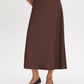 Milk Chocolate Satin Bias-Cut Pull-On Skirt - Front View - Suzy Shier