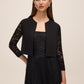 Black Knit Crepe Bolero with Illusion Lace Sleeves - Woman Wearing Elegant Layered Cover-Up - Le Chateau