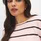 Striped Dolman Sleeve Knit Sweater - Close-up Fabric Detail - Suzy Shier