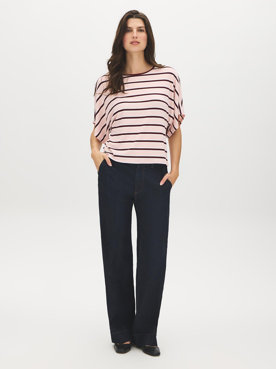 Striped Jersey Top - Front View - Suzy Shier