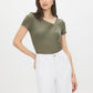Kalamata Asymmetrical Neck Melange Top - Side Profile View - Suzy Shier