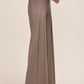 Oatmeal Mix Pleated Wide Leg Pants - Side Profile View - Le Chateau
